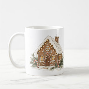 Klassisches Lebkuchenhäuschen mit Zuckerstangen Kaffeetasse