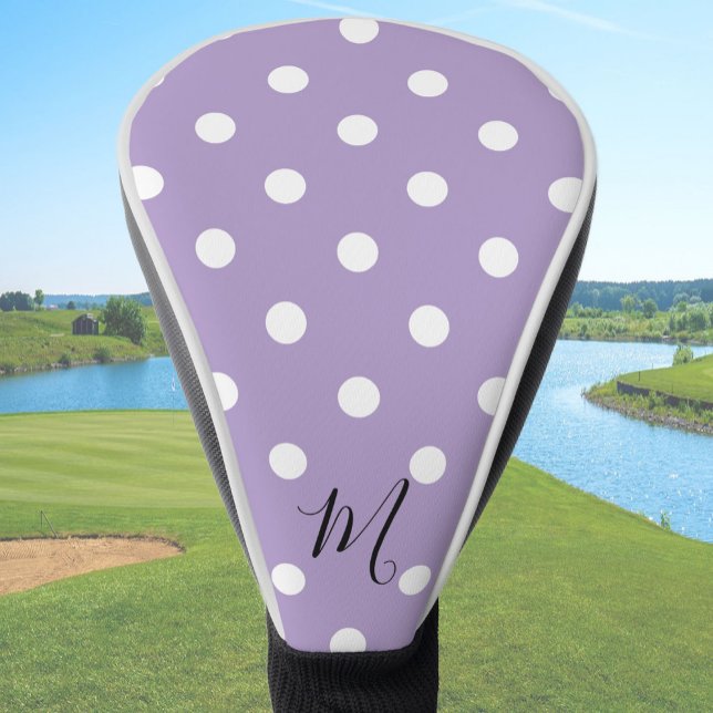 Klassisches lila Muster Monogramm Punkte Golf Headcover (Von Creator hochgeladen)