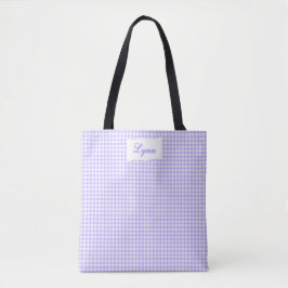 Klassisches Lila-Weiß-Gingham | Personalisierter N