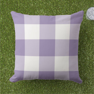 Klassisches Lila Weiß Großkariert Gingham Karo Kissen