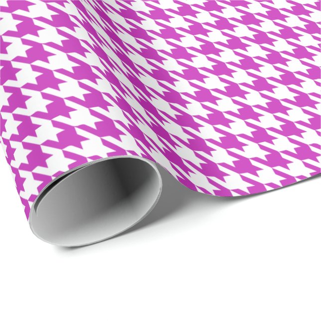 Klassisches lila-weißes Houndstooth-Muster  Geschenkpapier (Rolleneckpunkt)