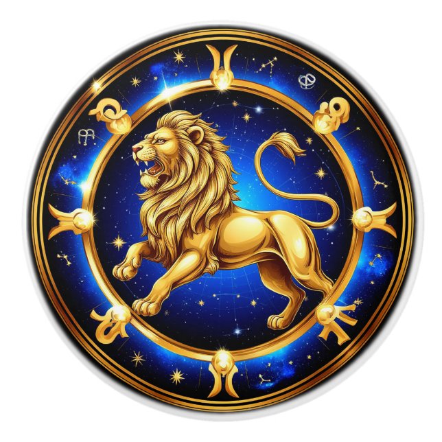 ♌Klassisches Löwe-Sternzeichen-Symbol ♌ Keramikknauf (Vorderseite)