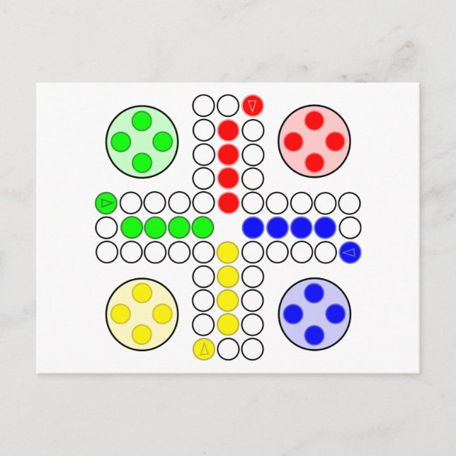 Klassisches Ludo-Brettspiel Postkarte (Vorderseite)