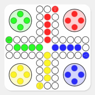 Klassisches Ludo-Brettspiel Quadratischer Aufkleber
