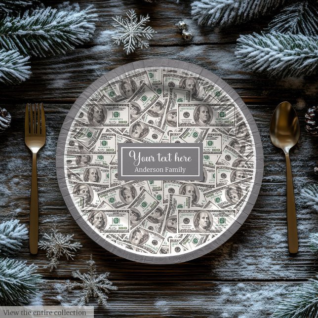 Klassisches lustiges Geschenk-Dollar-Muster person Pappteller (Funny gift modern dollar pattern personalized wrap)