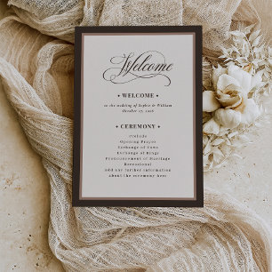 Klassisches Luxe Braune Neutrale Hochzeit Programm