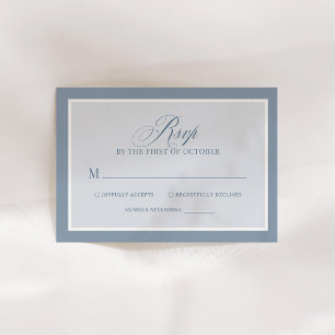 Klassisches Luxe Elegante Staubblaue Hochzeit RSVP Karte
