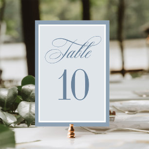 Klassisches Luxe Elegante staubblaue Hochzeit Tischnummer