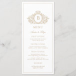 Klassisches Luxe Wappen Monogram Wedding Menu Menükarte<br><div class="desc">Benutzerdefiniertes Personalisiertes und Mit Monogramm Hochzeitmenü</div>