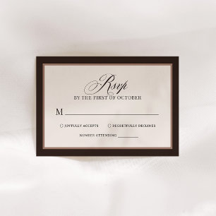 Klassisches Luxus Elegante braune neutrale Hochz RSVP Karte