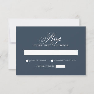 Klassisches Luxus   Elegante Navyblaue Hochzeit RSVP Karte