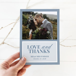 Klassisches Luxus Elegantes Staubblaues Hochzeit Dankeskarte