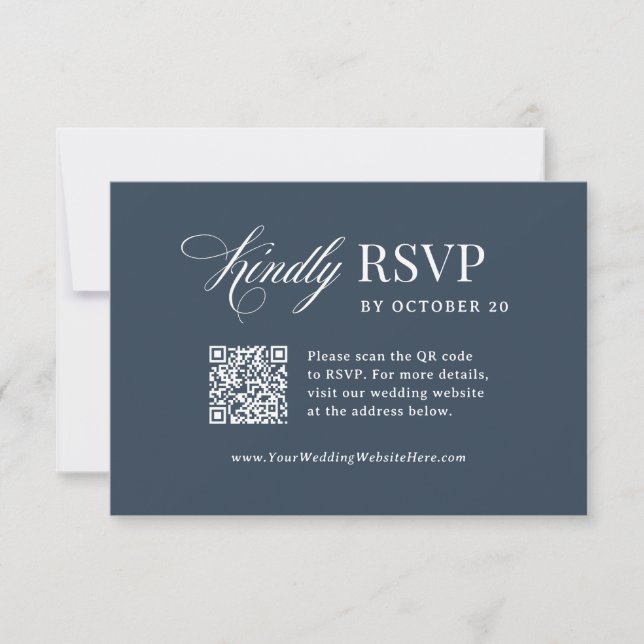 Klassisches Luxus | Hochzeit mit scannbarem QR-Cod RSVP Karte (Vorderseite)