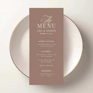 Klassisches Luxus   Sanfte Mocha-Taupe-Hochzeit Menükarte