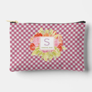 Klassisches Magenta-Rot-Pink-Gingham-Karo-Muster Zubehörtasche