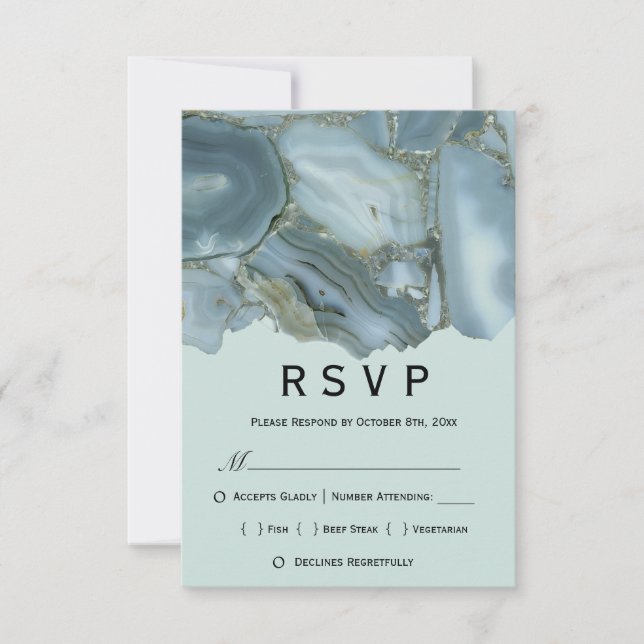 Klassisches Marble Menu UAWG Wedding RSVP Karte (Vorderseite)