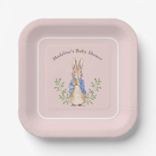 Klassisches Märchen-Hasen-Gingham-Vintage-Baby Pappteller