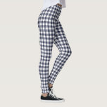 Klassisches Marine-Blau-und weißeskariertes Muster Leggings<br><div class="desc">Klassisches Marineblau- und weißeskariertes Muster wird von der Marine, vom Weiß gemacht, und von den hellblauen Quadraten mit den dünnen Linien von Weiß die farbigen Quadrate teilend. Um das Entwurf Marine-Blau-und weißekarierte Muster auf anderen Einzelteilen zu sehen, klicken Sie die "Rocklawn Kunst" Verbindung unten an. Digital geschaffenes Bild. Copyright ©Claire...</div>