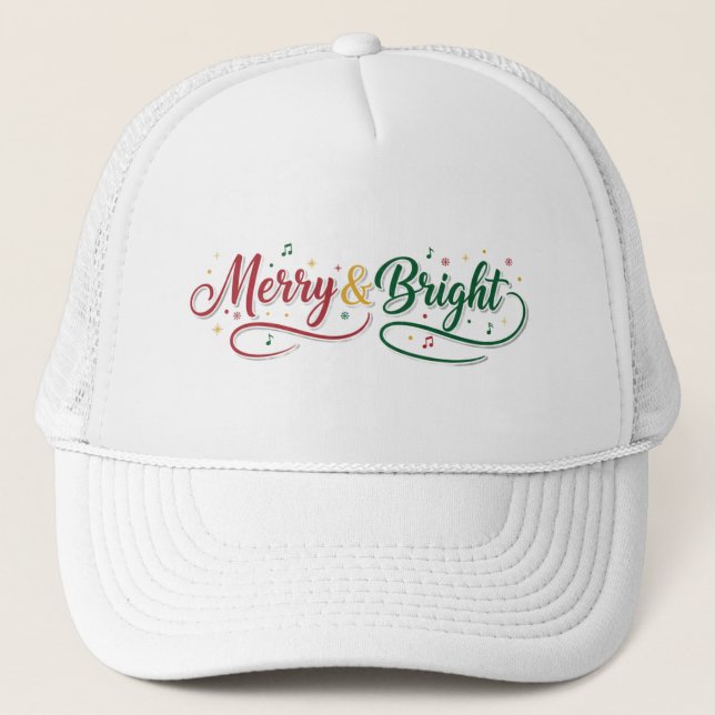 Klassisches Merry & Bright-Christmas-Script Truckerkappe (Vorderseite)