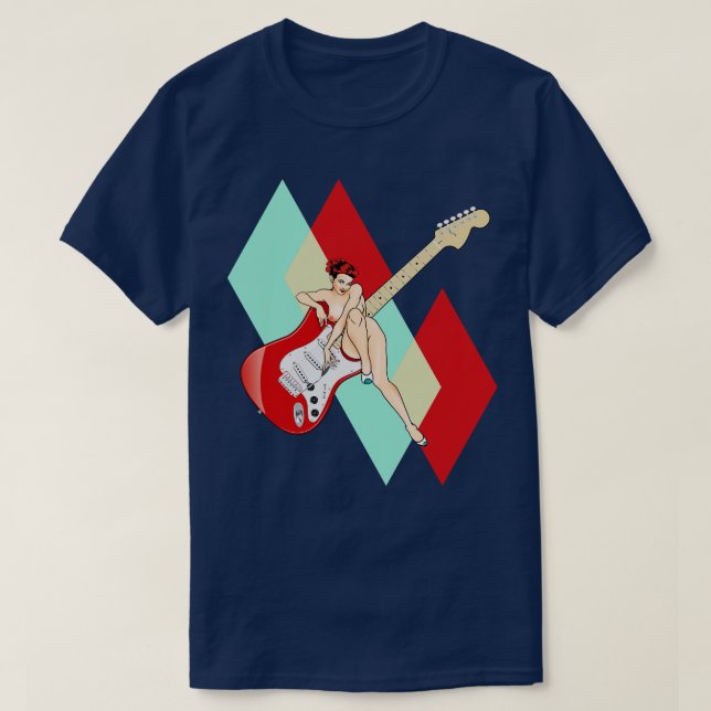 Klassisches Mid Century Design PinUp Girl and Elec T-Shirt (Design vorne)