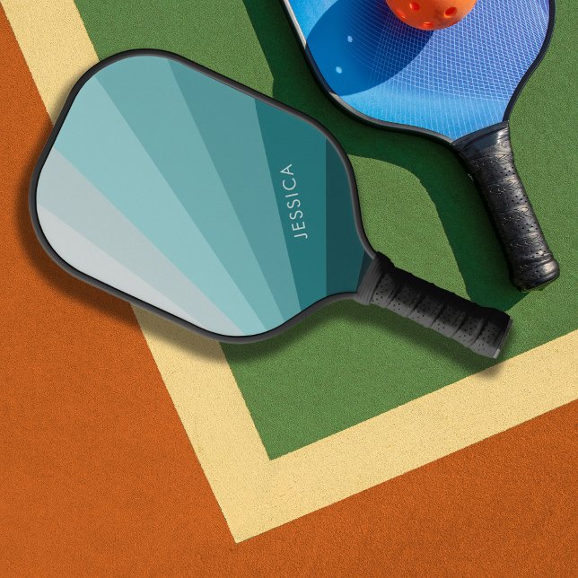 Klassisches Minimal Pastel Blue Retro Streifen Mus Pickleball Schläger (Von Creator hochgeladen)