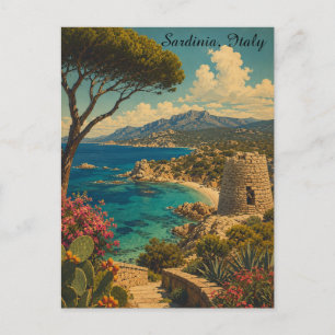 Klassisches Minimal Sardinien Italien Vintage Reis Postkarte