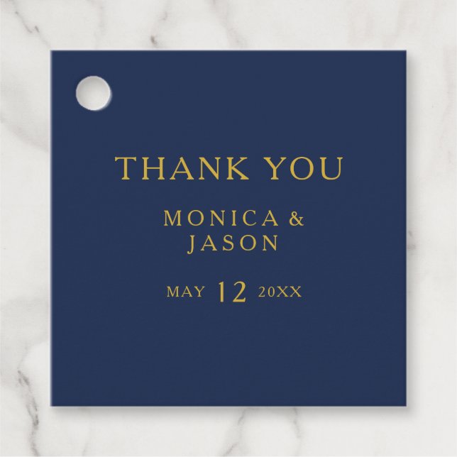 Klassisches Minimalistisch Navy Blue | Gold Vielen Geschenkanhänger (Vorderseite)