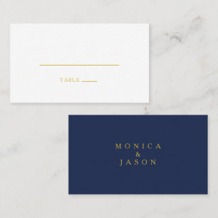 Klassisches Minimalistisch Navy Blue   Goldhochzei Platzkarte