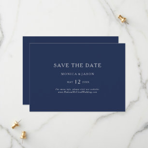 Klassisches Minimalistisch Navy Blue Horizontal Save The Date