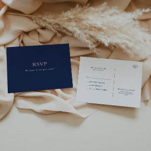 Klassisches Minimalistisch Navy Blue   Silver Wedd Postkarte