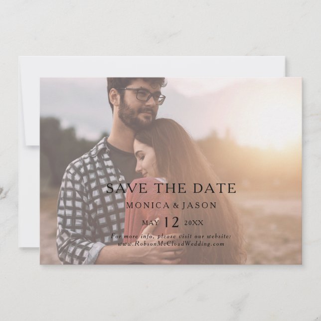 Klassisches Minimalistisch verblasstes Foto horizo Save The Date (Vorderseite)