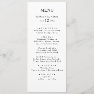Klassisches Minimalistisches Abendmenü Menükarte