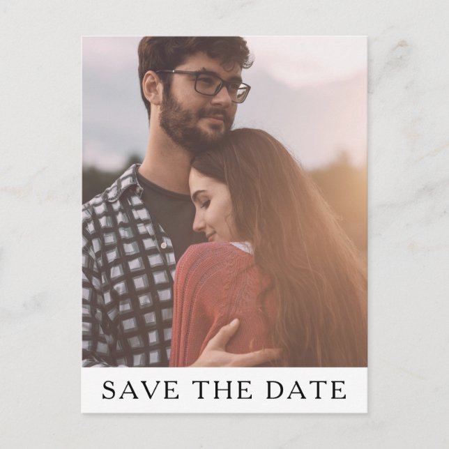 Klassisches Minimalistisches Foto Save the Date Po Einladungspostkarte (Vorderseite)