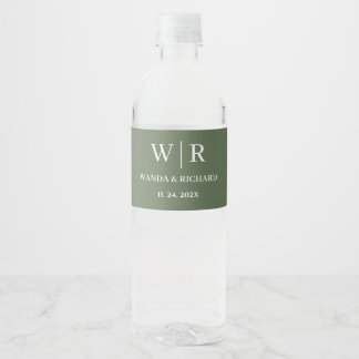 Klassisches minimalistisches Monogramm-Hochzeit Wasserflaschenetikett