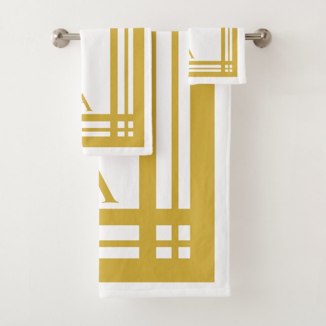 Klassisches Minimalistisches Personalisiertes Gold Badhandtuch Set (Insitu)