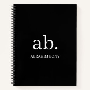 Klassisches minimalistisches Schwarz-Weiß-Monogram Notizbuch