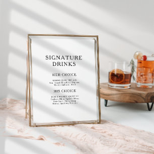 Klassisches minimalistisches Signature-Drinks-Schi Poster