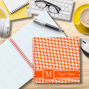 Klassisches Mit Monogramm Orange Hahnentrittmuster Notizbuch