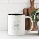 Klassisches Modern Monogram Bridesmaid-Geschenk Kaffeetasse<br><div class="desc">Die Tasse ist individuell gestaltet und bietet eine klassische,  moderne Monografie mit individuellem Original und Namen.</div>