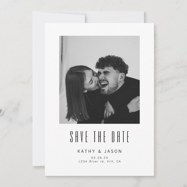 Klassisches modernes Hochzeitsfoto Save The Date (Vorderseite)