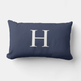 Klassisches Modernes Navy Blau Monogramm Kissen Für Draußen