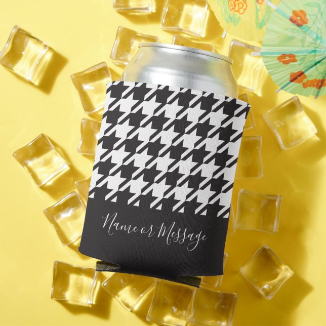 Klassisches modernes Schwarz-Weiß-Hahnentrittmuste Dosenkühler (In Situ Sommer)