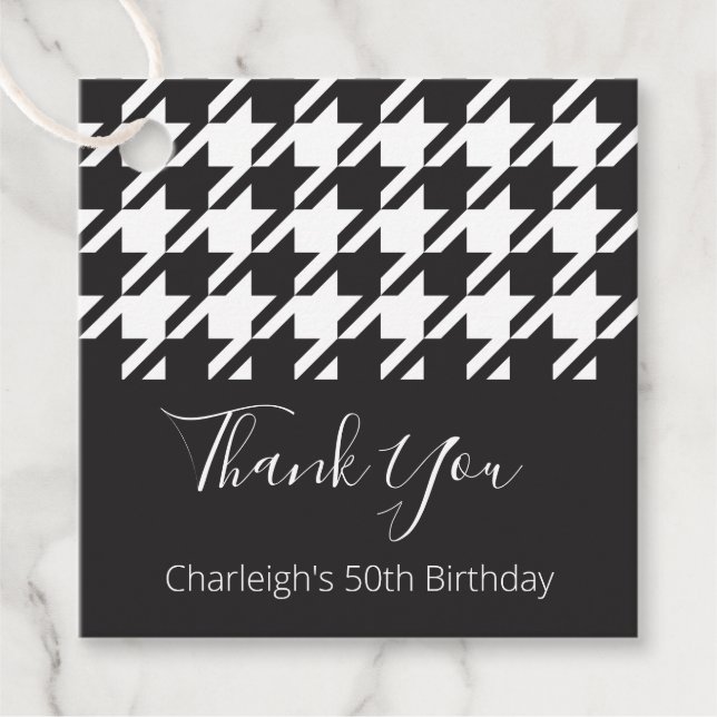 Klassisches modernes Schwarz-Weiß-Hahnentrittmuste Geschenkanhänger (Vorderseite)