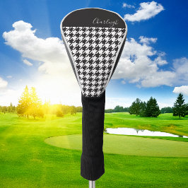 Klassisches modernes Schwarz-Weiß-Hahnentrittmuste Golf Headcover