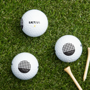 Klassisches modernes Schwarz-Weiß-Hahnentrittmuste Golfball