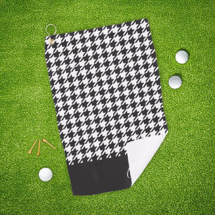 Klassisches modernes Schwarz-Weiß-Hahnentrittmuste Golfhandtuch