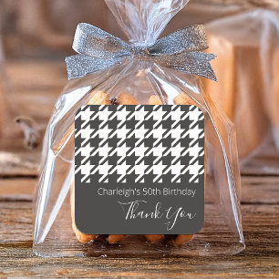 Klassisches modernes Schwarz-Weiß-Hahnentrittmuste Quadratischer Aufkleber