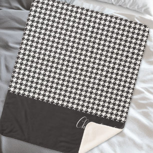 Klassisches modernes Schwarz-Weiß-Hahnentrittmuste Sherpadecke