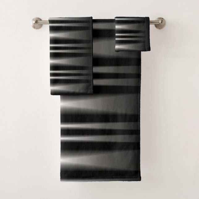 Klassisches modernes Schwarz-Weiß-Muster Badhandtuch Set (Insitu)