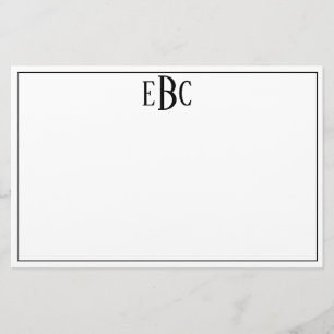 Klassisches modernes Schwarzweiss-Monogramm Briefpapier